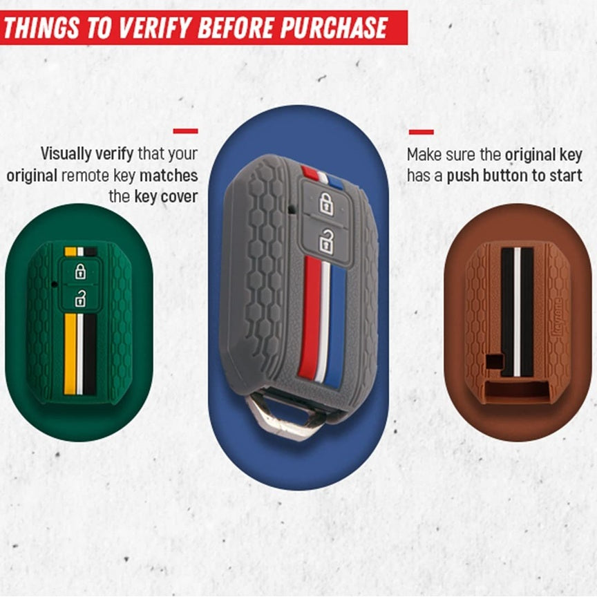 (2 Button Smart Key) Striped Silicone Key Cover Compatible for Suzuki Baleno, Grand Vitara, XL6, Swift, New Brezza 2022, Ertiga, Dezire