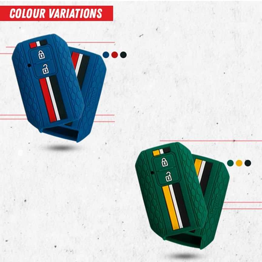 (2 Button Smart Key) Striped Silicone Key Cover Compatible for Suzuki Baleno, Grand Vitara, XL6, Swift, New Brezza 2022, Ertiga, Dezire