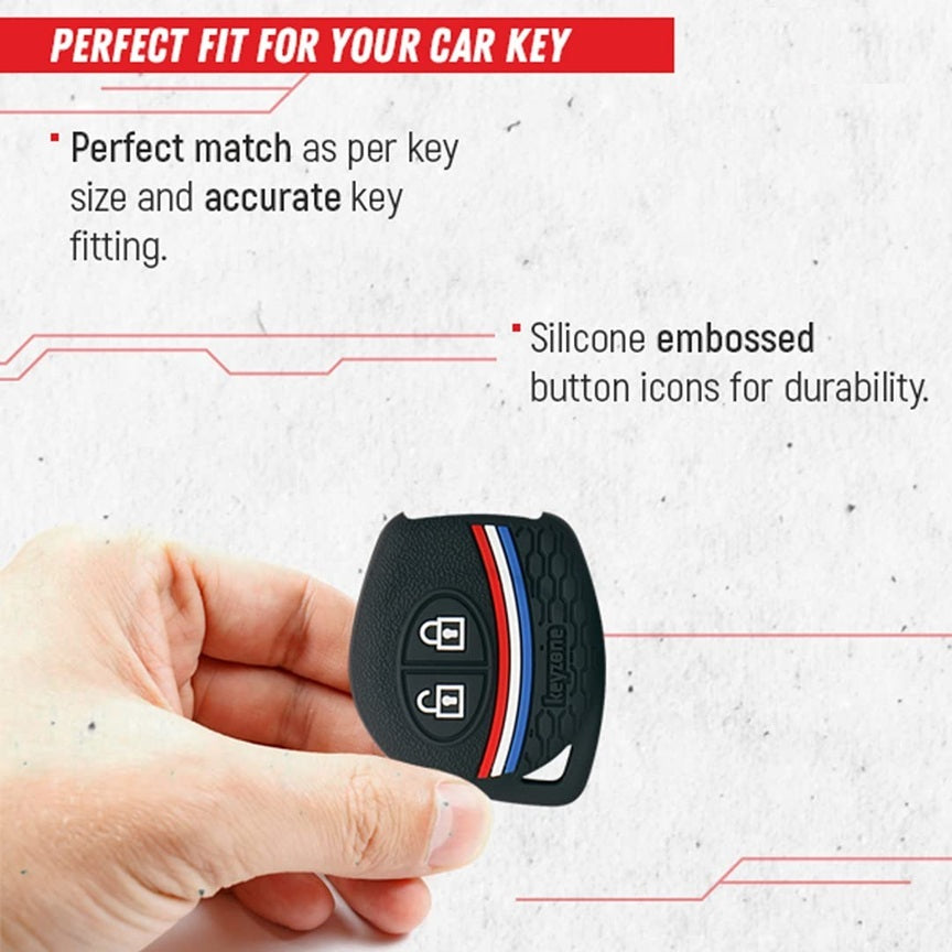 (2 Button Remote Key) Striped Silicone Key Cover for Jimny Fronx Swift XL6 Wagonr Ignis Ciaz Baleno Scross Grand Vitara Brezza Ertiga Celerio Dzire Alto
