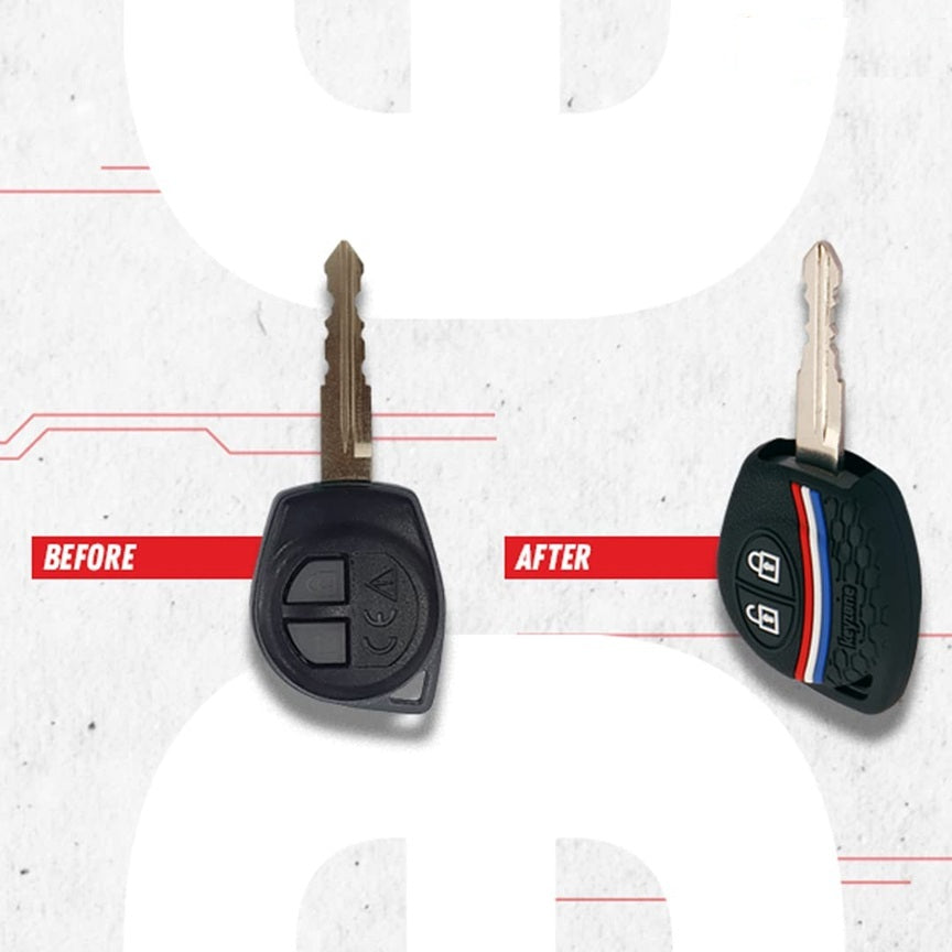 (2 Button Remote Key) Striped Silicone Key Cover for Jimny Fronx Swift XL6 Wagonr Ignis Ciaz Baleno Scross Grand Vitara Brezza Ertiga Celerio Dzire Alto