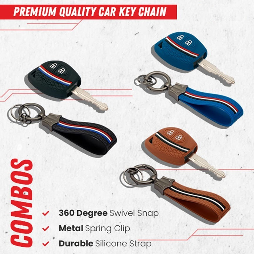 (2 Button Remote Key) Striped Silicone Key Cover for Jimny Fronx Swift XL6 Wagonr Ignis Ciaz Baleno Scross Grand Vitara Brezza Ertiga Celerio Dzire Alto