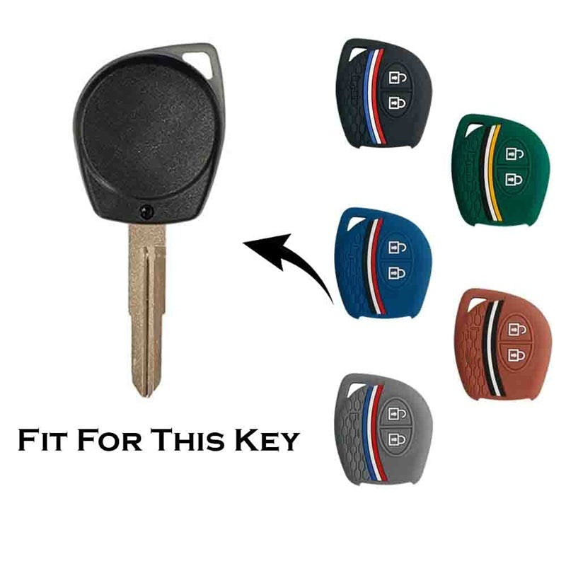(2 Button Remote Key) Striped Silicone Key Cover for Jimny Fronx Swift XL6 Wagonr Ignis Ciaz Baleno Scross Grand Vitara Brezza Ertiga Celerio Dzire Alto