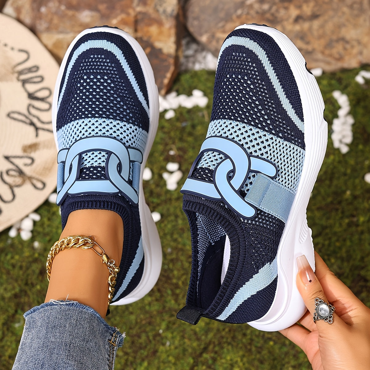Women's athletic shoes with thick, breathable, and comfortable soles.