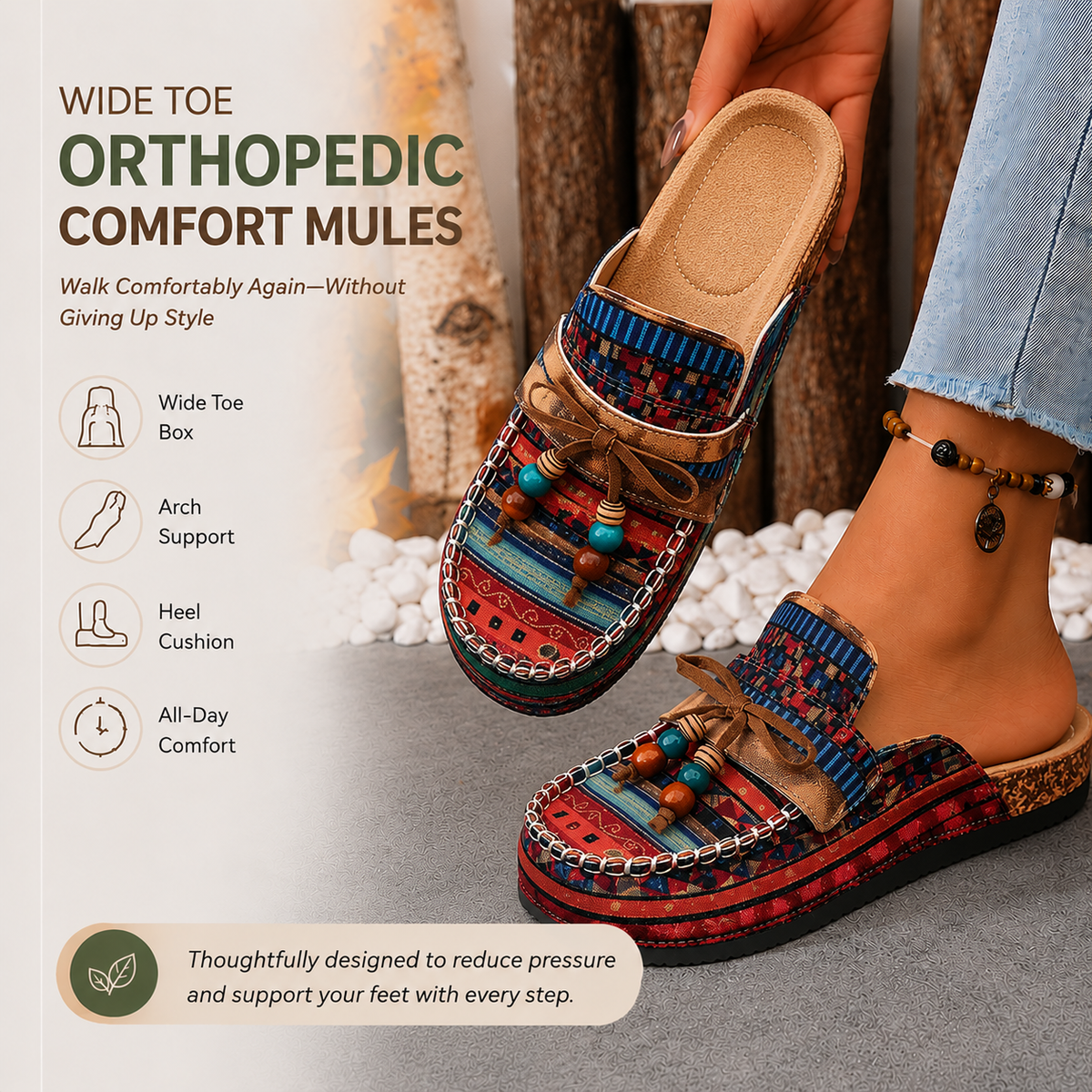 Wide Toe Orthopedic Comfort Mules